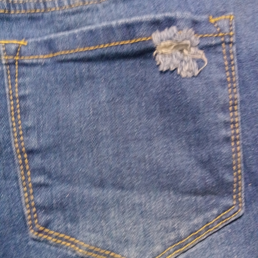 🦋 High Rise Denim Shorts Blue Mid Wash Cut Off Size S - Picture 7 of 9